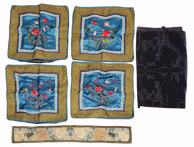 Appraisal: A SET OF FOUR CHINESE EMBROIDERED CUSHION COVERS a Chinese