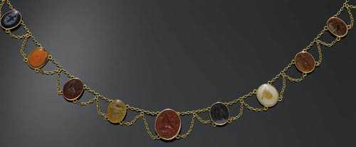 Appraisal: GEMSTONE NECKLACE France s Yellow gold Fine delicate necklace of