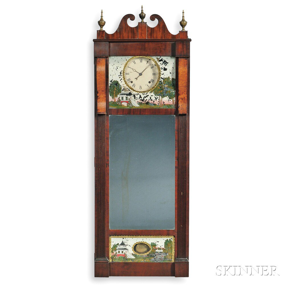 Appraisal: Joseph Ives Patent Looking Glass Clock Bristol Connecticut c mahogany