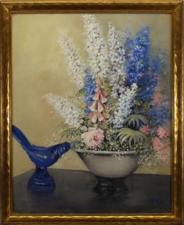 Appraisal: Signed Early th C Mixed Media Still Life depicting a