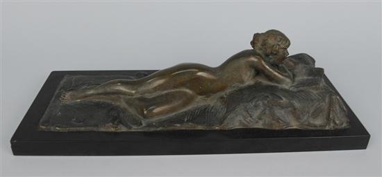 Appraisal: EMIL FUCHS American - THE READER bronze a reclining nude