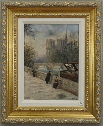 Appraisal: Dem-Ar Parisian Scene Oil on Canvas