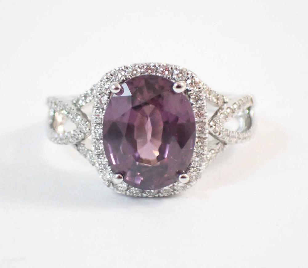 Appraisal: DIAMOND GRAPE SPINEL AND FOURTEEN KARAT WHITE GOLD RING featuring