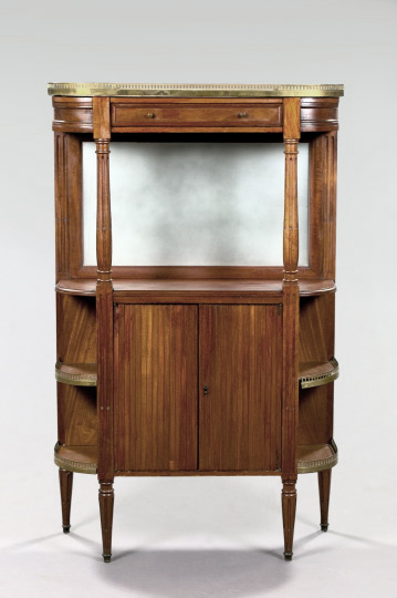 Appraisal: Mercier Freres Paris Gilt-Brass-Mounted Mahogany and Marble-Top Cabinet late th