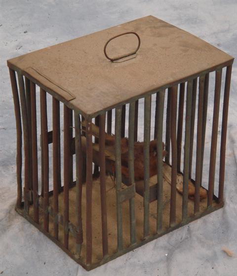 Appraisal: Wood and tin bird cage Estimate -