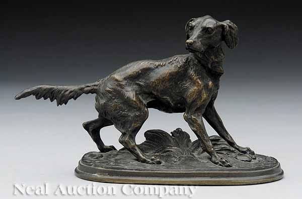 Appraisal: A French Cabinet Bronze of a Setter Dog th c