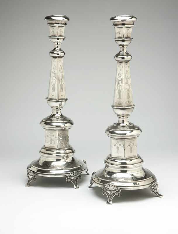 Appraisal: A pair of Austro-Hungarian silver candlesticks Circa each with maker's