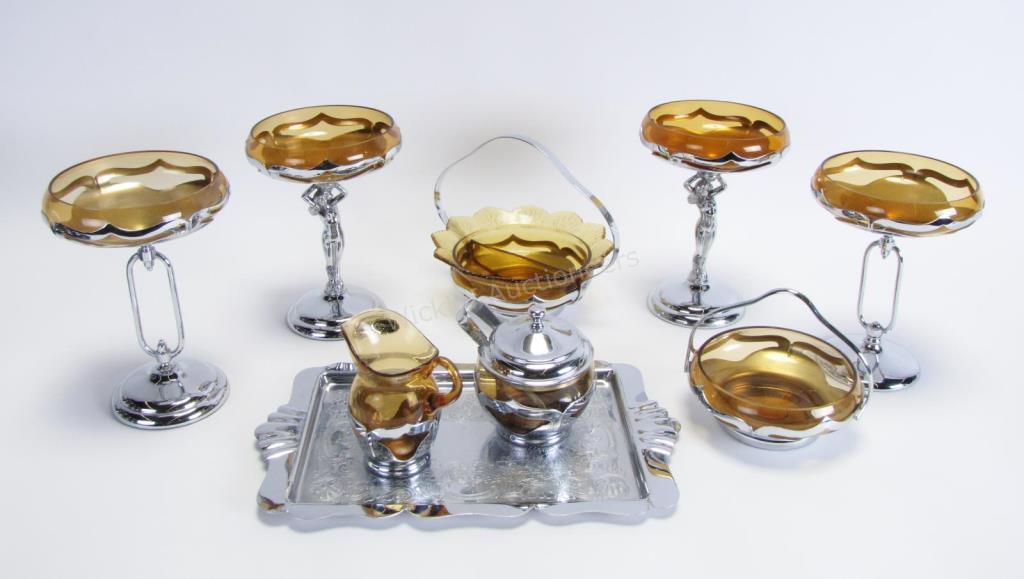 Appraisal: Group of Farber Brothers Krome Kraft Barware nine pieces some