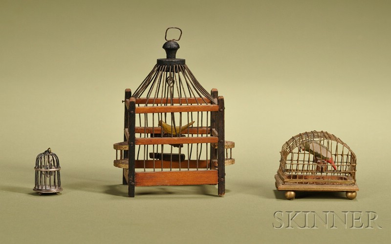 Appraisal: Three Miniature Birdcages probably Germany and England late th century