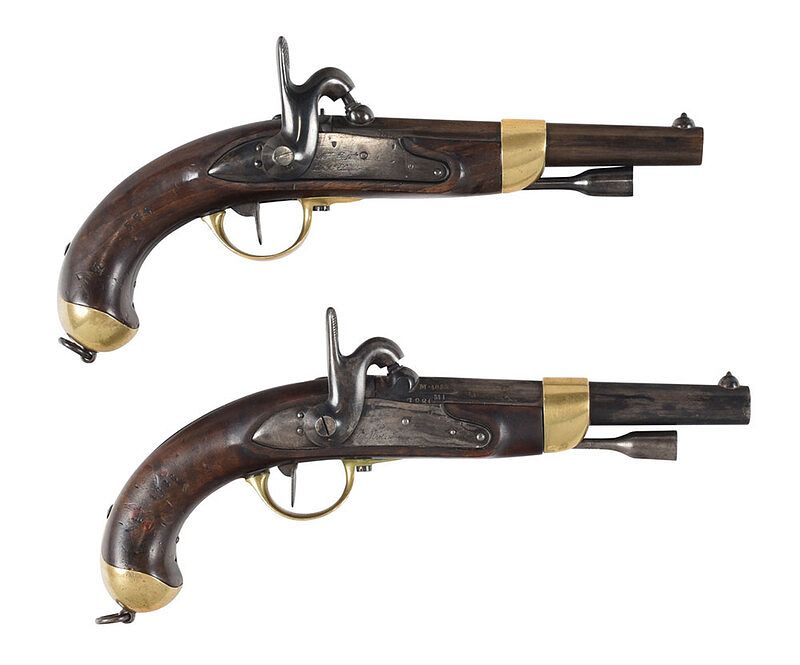 Appraisal: Pair of French Percussion Pistols likely converted M cavalry pistols