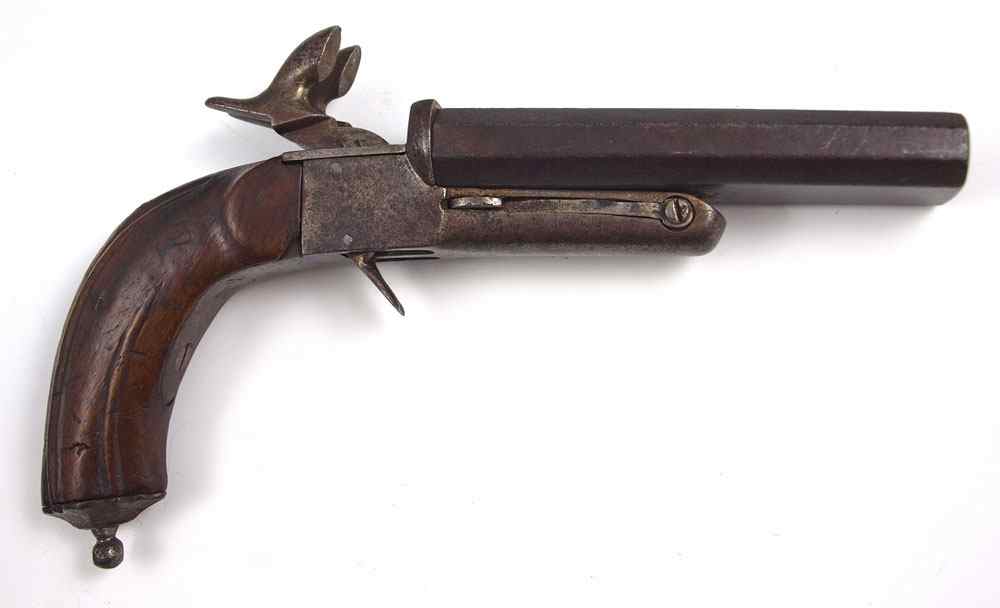 Appraisal: EUROPEAN DOUBLE BARREL PERCUSSION PISTOL Side by side '' barrels