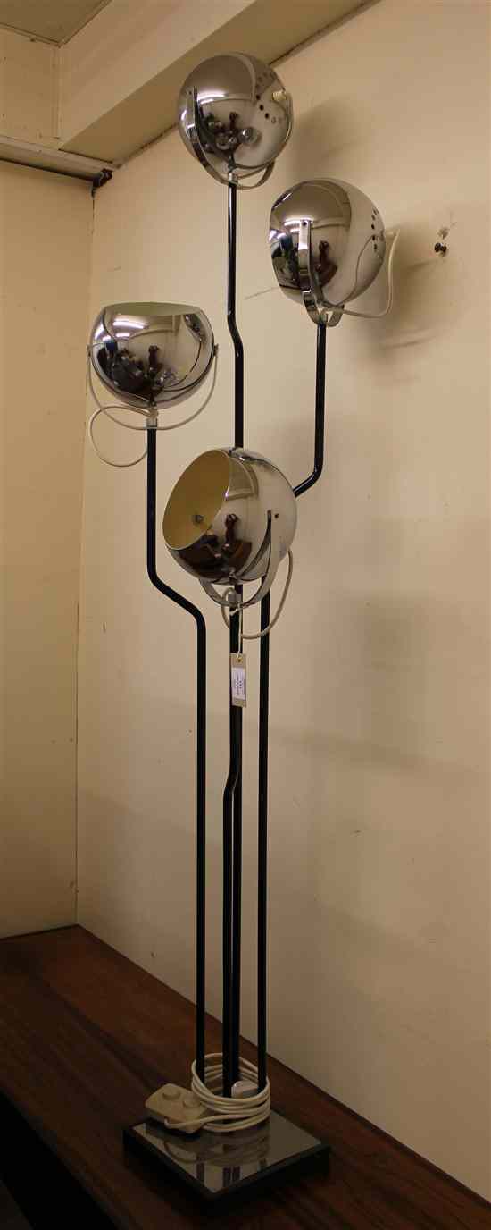 Appraisal: A 's black enamelled and chrome four light lamp standard