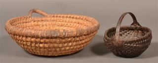 Appraisal: Two Various Pennsylvania th Century Baskets st Oak splint egg