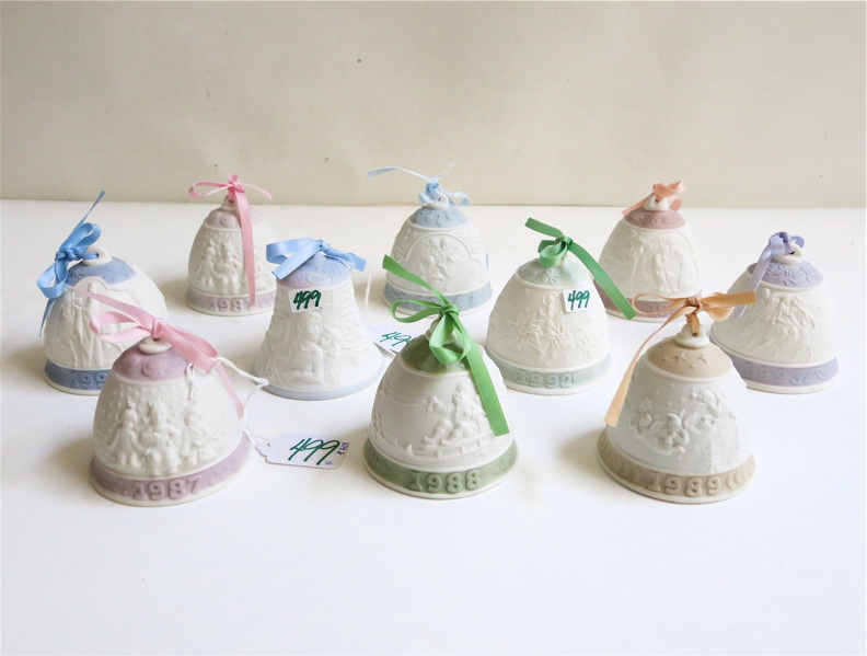 Appraisal: TEN LLADRO BELLS of unglazed soft paste porcelain various forms