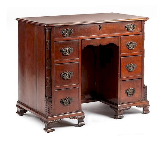 Appraisal: A Georgian Style Kneehole Desk Height x width x depth