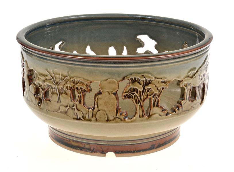 Appraisal: A MASTERS CERAMIC RETICULATED JARDINIERE WITH AUSTRALIAN MOTIF