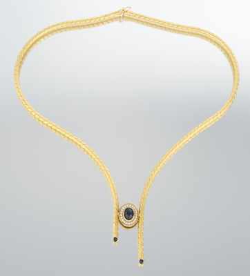 Appraisal: A Ladies' Italian k Gold Sapphire and Diamond Necklace k