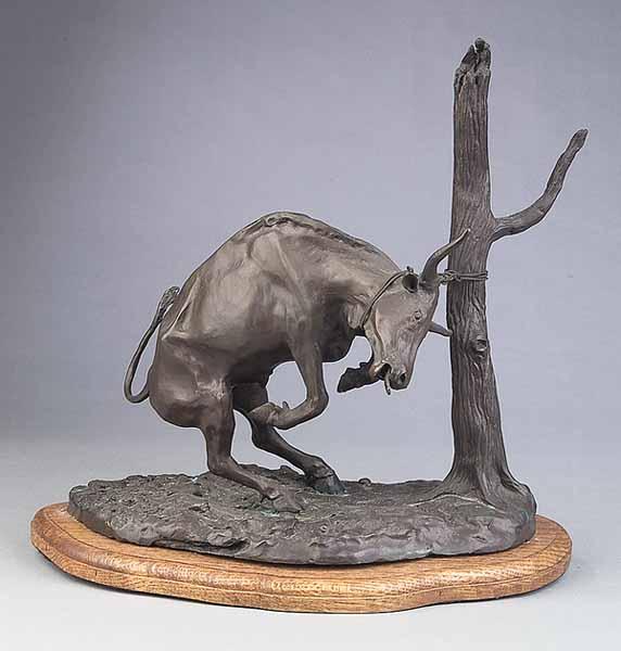 Appraisal: An American Bronze Group of a Tethered Bronco Entitled Freedom