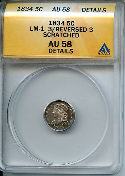 Appraisal: H C LM- Reversed AU Details Scratched ANACS PCGS As