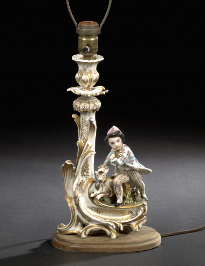 Appraisal: Paris Porcelain Figural Candlestick third quarter th century featuring an