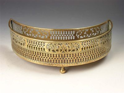 Appraisal: A th century pierced and engraved brass crescent shape tray