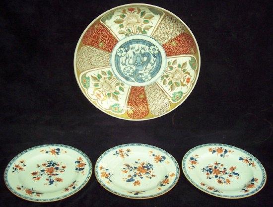 Appraisal: A Japanese saucer dish painted flowers and other designs within