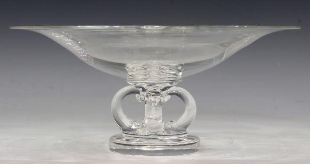 Appraisal: Steuben colorless art glass pedestal bowl designed by George Thompson