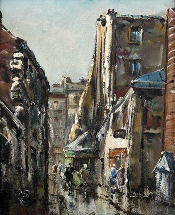 Appraisal: ANDR GISSON - PARIS STREET Oil on canvas x in