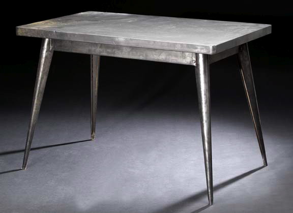 Appraisal: Industrial Design Galvanized Metal Center Table early th century the