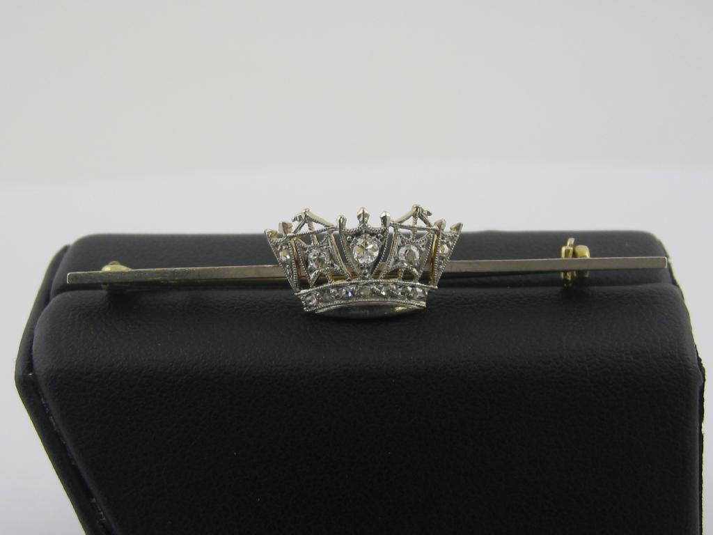 Appraisal: A Diamond Tiara Bar Brooch pav -set circular and rose-cut