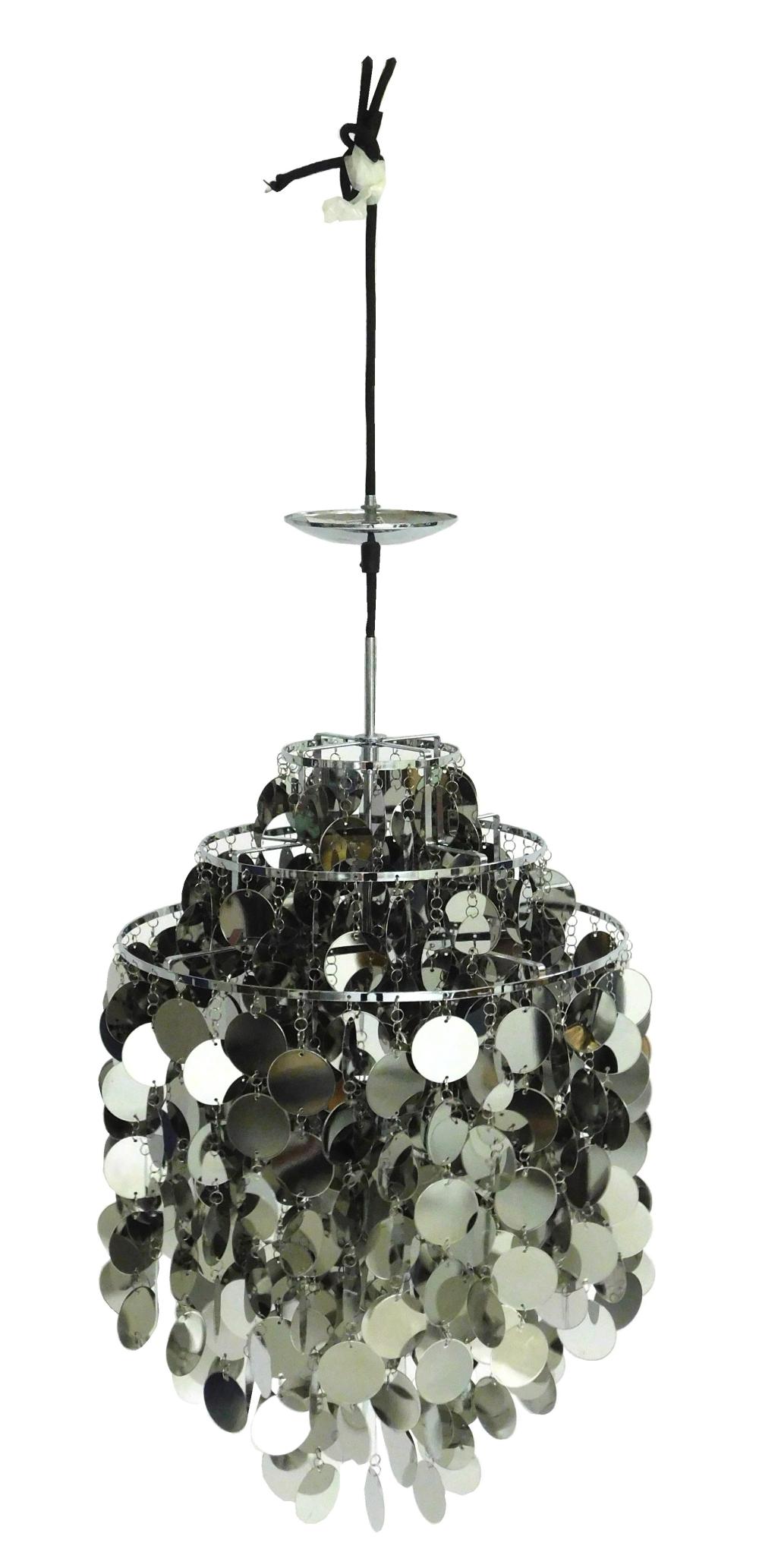 Appraisal: Verner Panton Fun polished chrome disc chandelier re-issued in cooperation