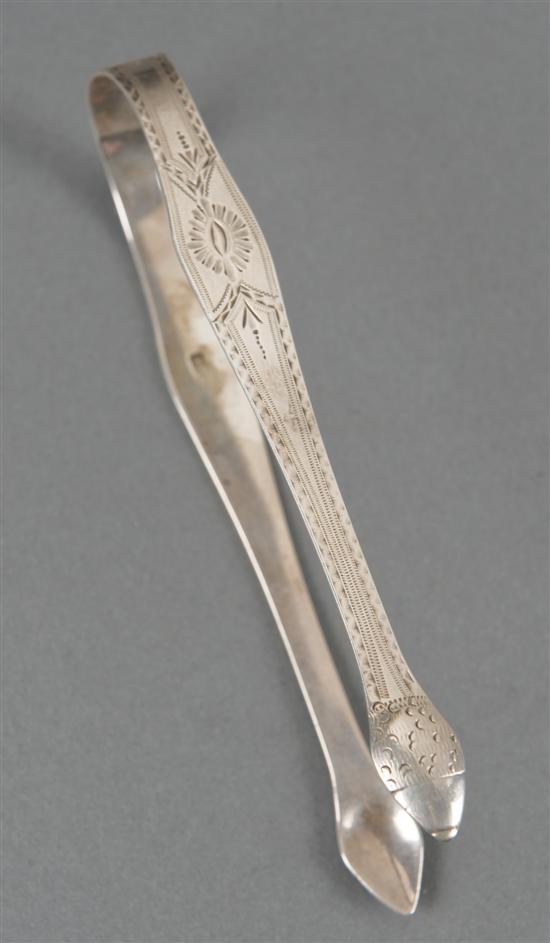 Appraisal: Hester Bateman bright cut sterling sugar tongs c - Hallmarked