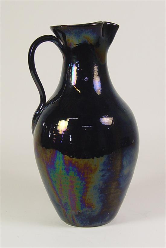 Appraisal: Black Snake-Handled Pitcher by A R Cole Arthur Ray Cole