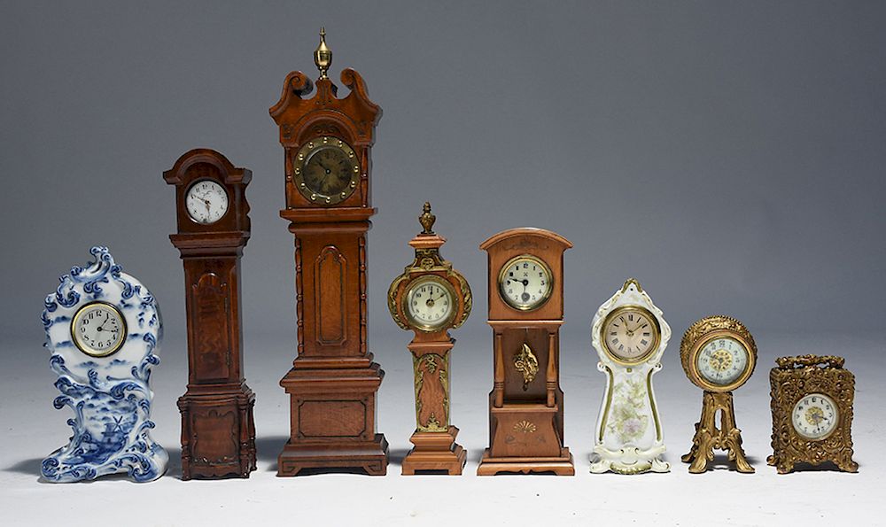 Appraisal: Collection of miniature clocks Collection of miniature clocks wood ceramic