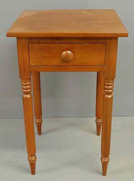 Appraisal: Sheraton cherry one-drawer stand c with turned legs h top