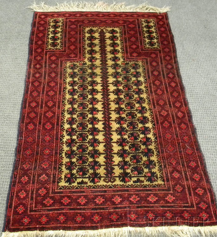 Appraisal: Baluch Prayer Rug Northeast Persia th century ft x ft