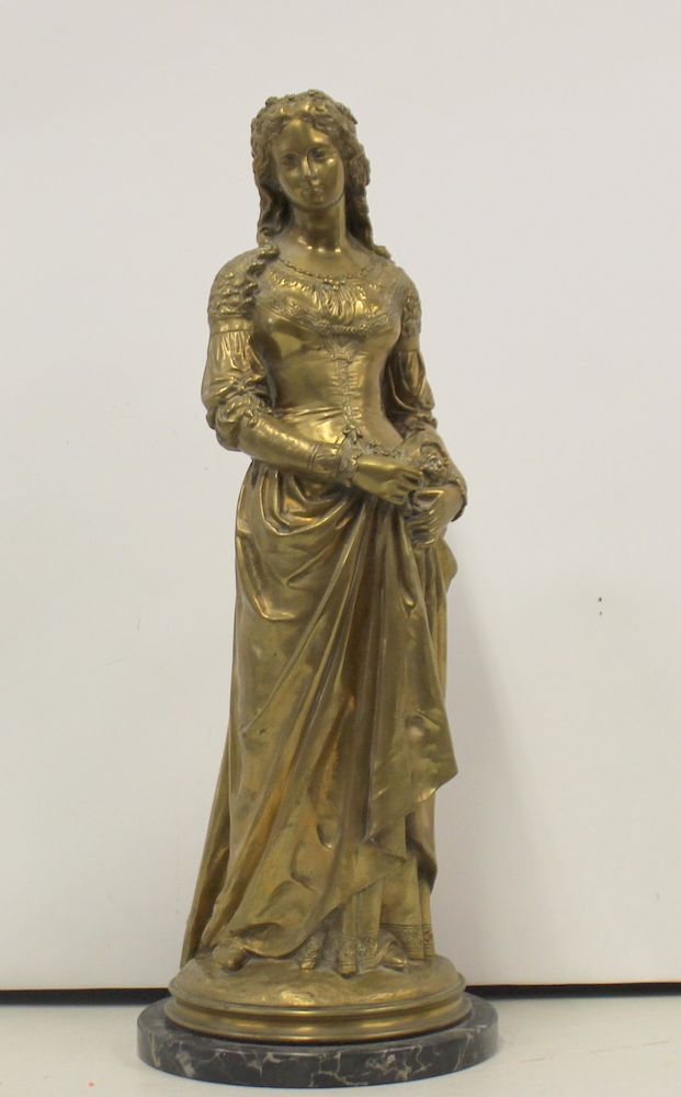 Appraisal: Debiet Signed Gilt Bronze of a Lady with Flowers Great