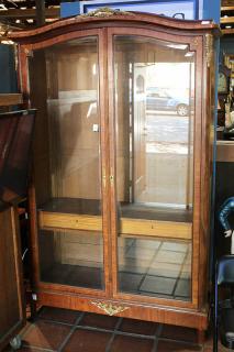 Appraisal: Neoclassical style gilt mounted walnut vitrine early th century the