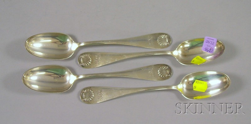 Appraisal: Four Large Sterling Silver Serving Spoons Bigelow Kennard Company with