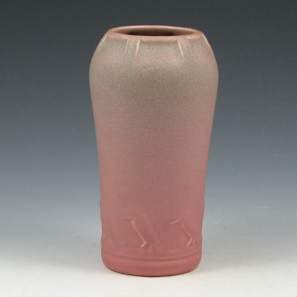 Appraisal: Rookwood Matte Green Pink Rook Vase - Mint Rookwood vase