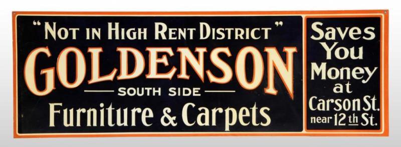 Appraisal: Embossed Tin Goldenson Furniture Carpets Sign Description Circa A few