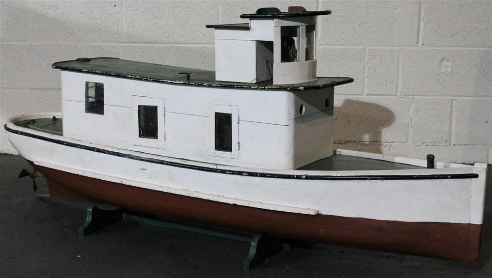 Appraisal: S CHESAPEAKE BAY POLYCHROME PAINTED WOOD TUGBOAT REPLICA painted white