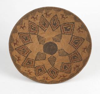 Appraisal: An Apache coiled basketry tray Circa s polychrome woven of