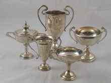 Appraisal: Five small hallmarked silver challenge cups three uninscribed Weight oz