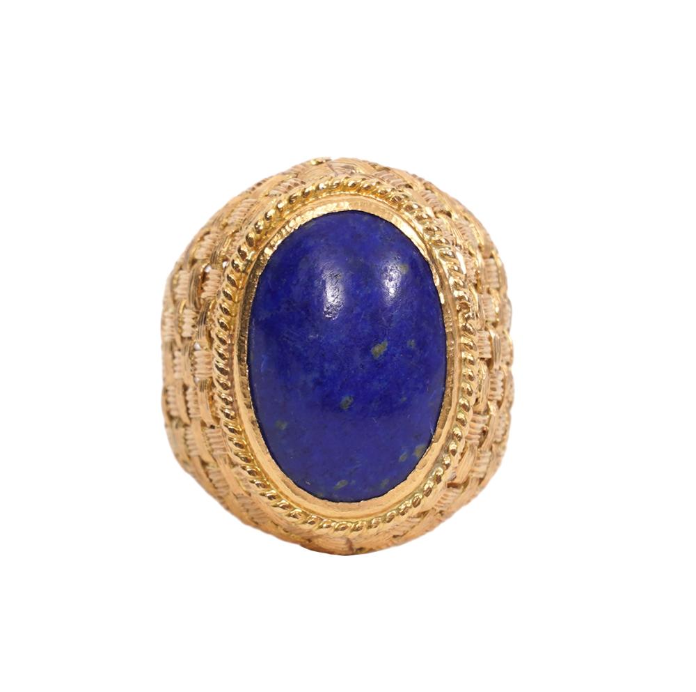 Appraisal: K YG LAPIS CONTEMPORARY UNISEX RINGContemporary K yellow gold unisex