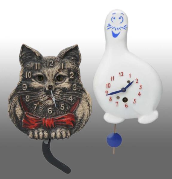 Appraisal: Lot of Miniature Figural Novelty Clocks Description Keebler cat with