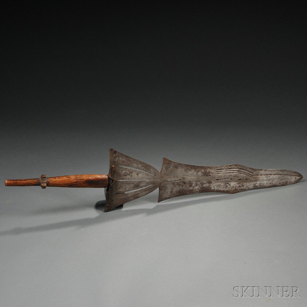 Appraisal: Ngombe Sword with pierced and incised blade and wood handle