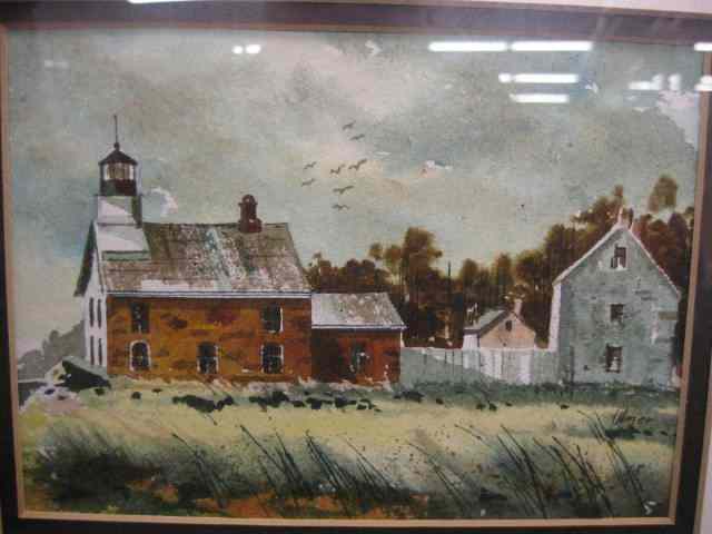 Appraisal: Ulmer Watercolor coastal church scene image area '' x ''