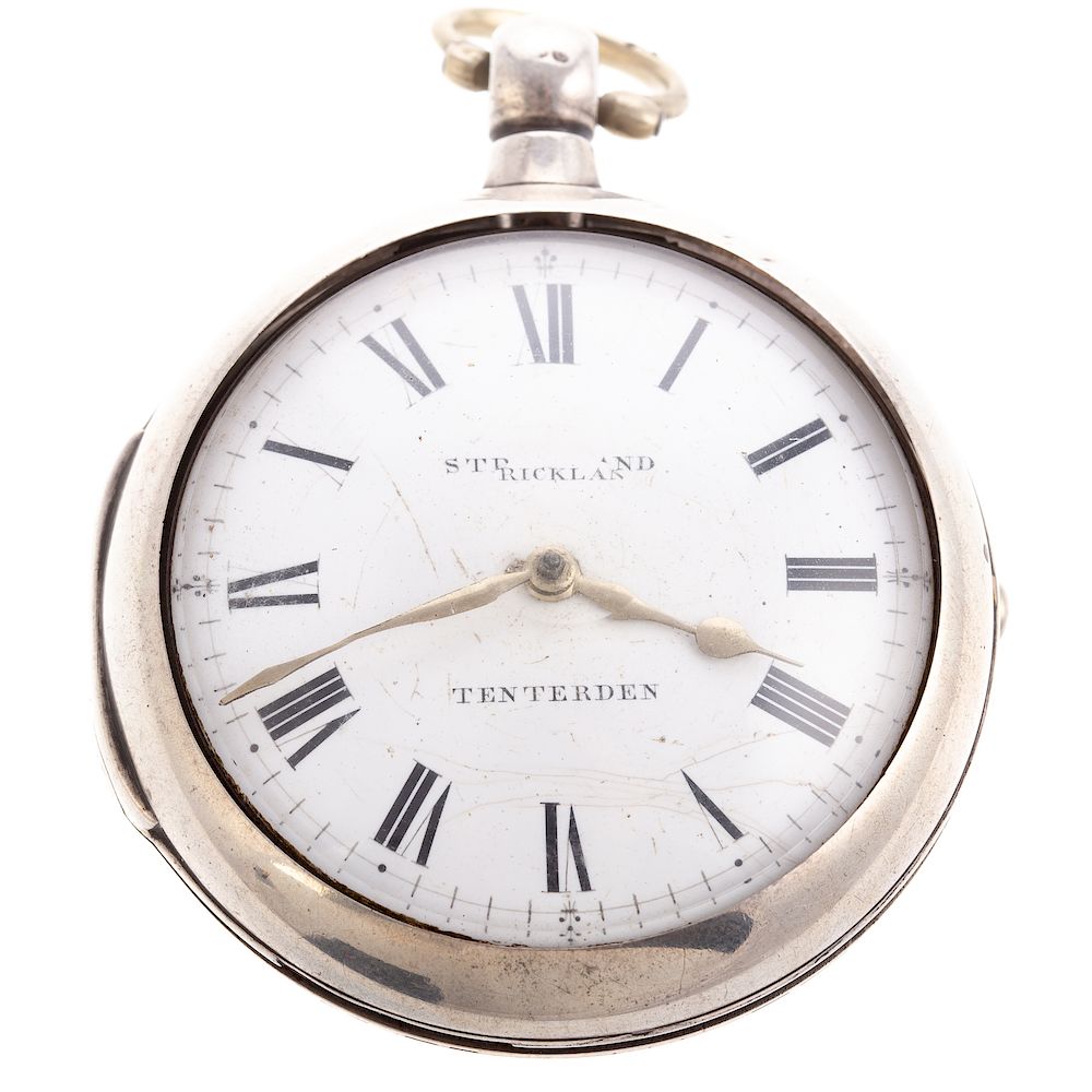 Appraisal: An English Verge Pocket Watch Signed Strickland Silver pair case