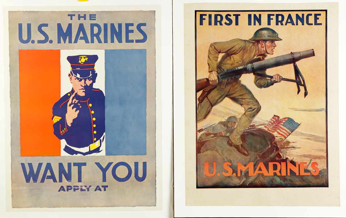 Appraisal: WWI Marine Posters First in France '' x '' US